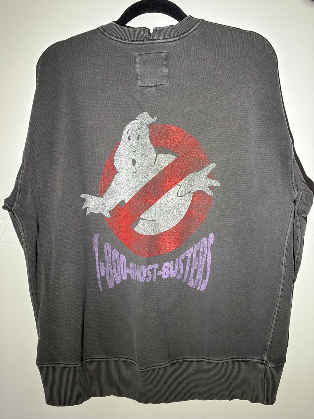 AERIE Ghostbusters Grey Distressed Sweatshirt Size XS
